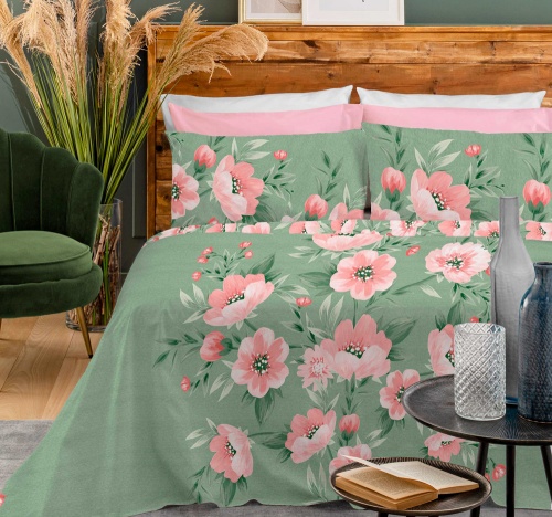 COMPLETO LETTO COPRILETTO MATRIMONIALE  “JOELLE GREEN'