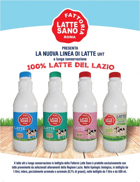 E' arrivata la  nuova linea di latte UHT in bottiglia 100% del Lazio