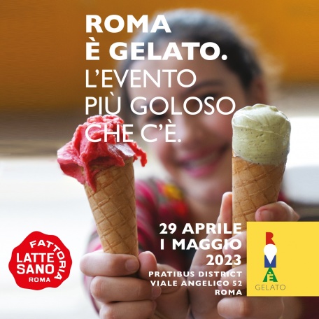 “CON LATTE SANO IL GELATO E’ PIU’ BUONO”: COSI RECITA IL CLAIM DEL MAIN SPONSOR SCRITTO SOTTO UNA GRANDE ISTALLAZIONE FATTA DI BRICK AL PRATIDISTRICT IN OCCASIONE DI “ROMA E’ GELATO”, MANIFESTAZIONE DEDICATA AL GELATO ARTIGIANALE